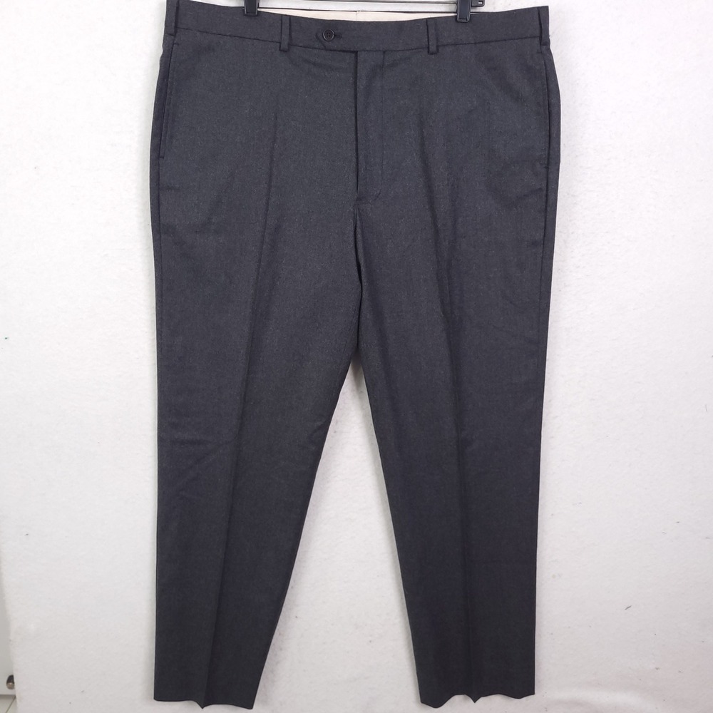Brooks Brothers Madison Dress Pants Mens 42x30 Charcoal Gray Wool Flat Front
